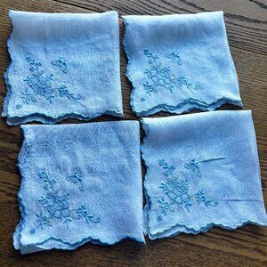 Vintage Four Embroidered Tea Napkins